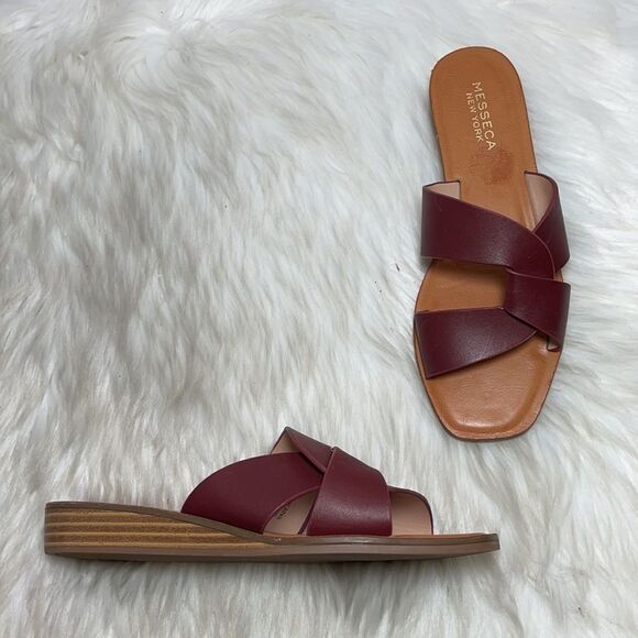 Messeca New York Tyla Brown Leather Slides… - Picture 1 of 6